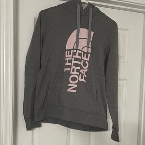 The North Face Women's Gray Hoodie with Pink Logo
